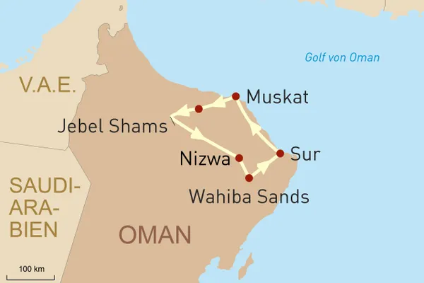 Oman zwischen Tradition und Moderne - Reiseroute