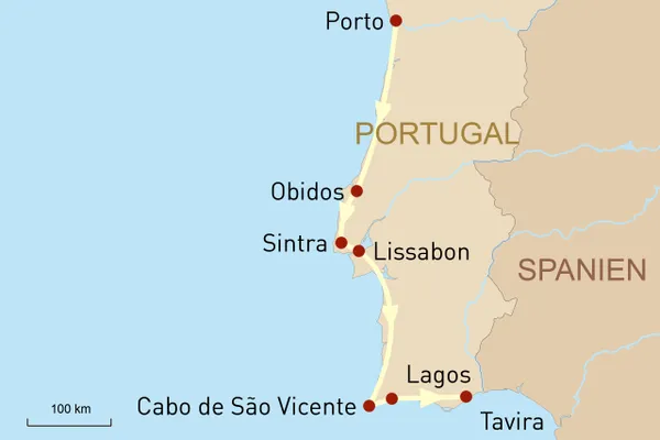 Portugal Reise Landkarte
