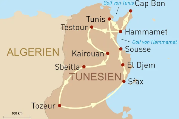 Reise zu den Höhepunkten Tunesiens