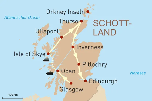 Karte: Schottland mit dem Mietwagen
