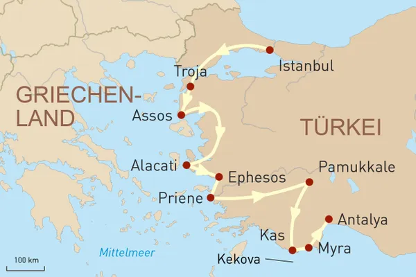 Karte: Von Istanbul bis ans Mittelmeer