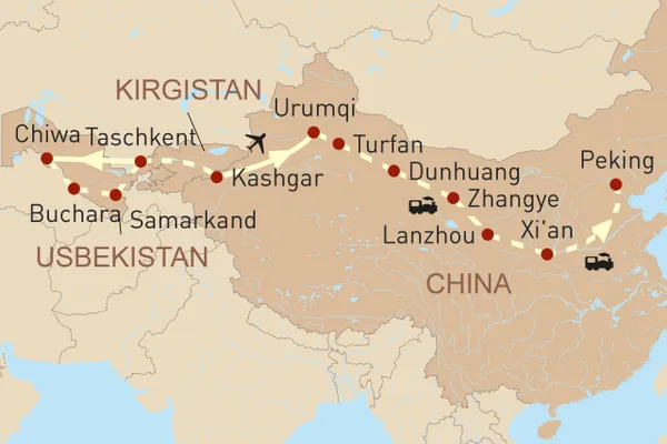 Karte: Zentralasien und den fernen Osten erleben