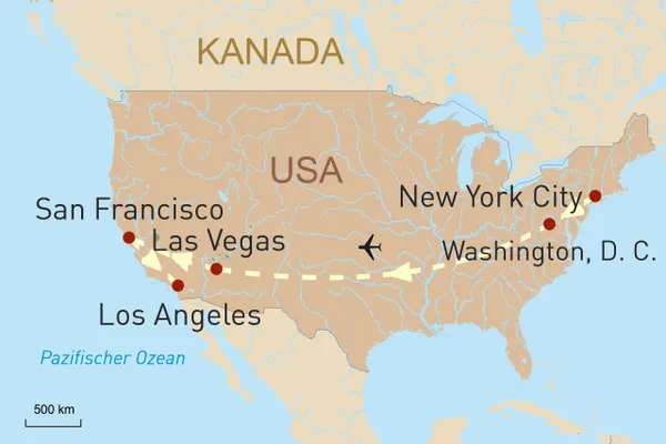 Katalog 23/24 - Von New York City nach LA - Metropolen Highlights der USA - Reiseroute